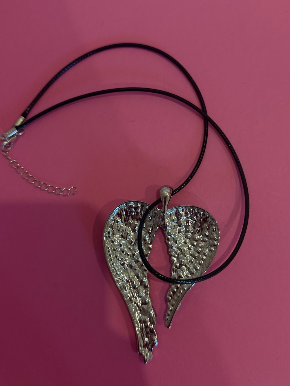 Sparkling Angel Wing Pendant Necklace - Silver Rhinestone - Picture 2 of 2